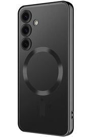 STOREMAX S24 Kılıf Kamera Lens Korumalı Kablosuz Şarj Destekli Arkası Şeffaf Parlak Kenarlı Kapak Esnek Silik