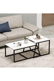 STOREMAX Dizayn Minimal 2'Li Orta Sehpa Beyaz 1014773