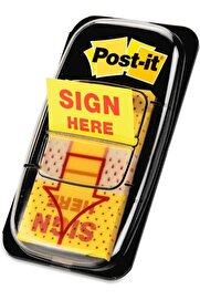 STOREMAX Mesaj "Sign Here" Bayrakları Değer Paketi, 50/Dispenser, 12 Dispenser/Paket, 1" Geniş, Sarı (680-SH1