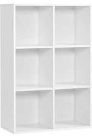 STOREMAX 6 Bölmeli Kitaplık, Ahşap Raf, Küp Raf, Depolama Rafı, 65,5 x 97,5 x 30 cm, Beyaz, Lbc203D 1014773