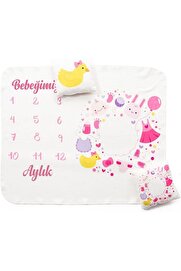 STOREMAX Yeni Doğan Kız Bebek Doğum Hediyesi Aylık Konsept Fotoğraf Battaniyesi 1014773