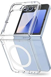 STOREMAX svngsphereshop AKSESUAR Galaxy Z Flip 6 için Magsafe ile Uyumlu Arka Kısmı Şeffaf Kenarları Silikon