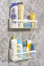 STOREMAX Yapışkanlı Rafı 2'li Düzenleyici Duş Rafı Kanca Askılı Organizer Şampuanlık Plastik 1014773