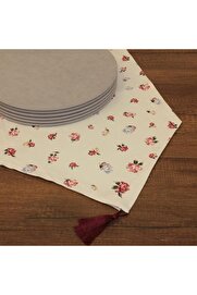 STOREMAX elizzashop Gül Desenli Beyaz Zemin Arka Plan Dijital Baskılı Runner Amerikan Servis 40x150 cm elizza