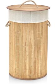 STOREMAX El Yapımı Hasır Katlanır Çamaşır Sepeti Yuvarlak 55 Litre (35cm*35cm*61cm), Malzemeden Üretilmiş Çam