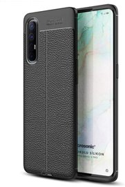 STOREMAX Reno 3 Pro için Kılıf Deri Dokulu Silikon Siyah [Reno 3 Pro ile Uyumlu Kılıf - Siyah] 1117798