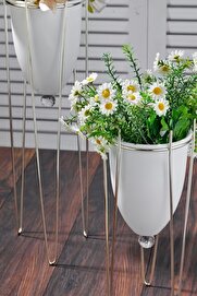 STOREMAX 2'li Ayaklı Dekoratif Beyaz Saksı Yeni Model 1014773
