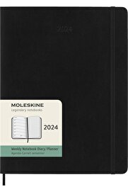 STOREMAX modashine Haftalık planlayıcı, notlar için yerli, 12 ay 2024, ajanda 2024, XL 19 x 25, kilitli yumuş