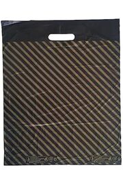 STOREMAX Takviyeli Desenli Çizgili Siyah Çanta Poşet Torba - 2 No - 26x38 Cm. - 50 Adetlik 5 Paket