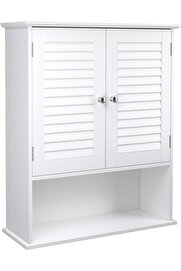 STOREMAX shpsell Dolabı, Dolap, Ayarlanabilir Raflı Ecza Dolabı, Lamel Kapılar ve Açık Raf, 20 x 60 x 70 cm,
