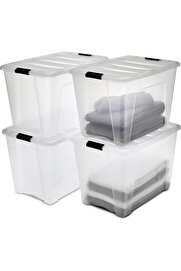 STOREMAX Ohyama, Saklama kutuları, saklama kutusu, çok fonksiyonlu, 4'lü plastik kutu seti, 60 l, kapak,