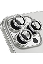 STOREMAX 16 Pro/ 16 Pro Max Taşlı Lens Premium Kalite ve Görünüm Gümüş 1014773