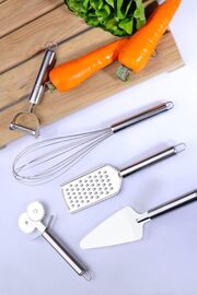 STOREMAX pltnstoreshop Diyarı 5 Parça Çelik Paslanmaz Mutfak Servis ve Hazırlık Seti Çeyiz Seti METAL pltnsto