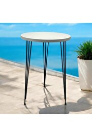 STOREMAX Tekli Yuvarlak Zigon Sehpa (BEYAZ) Metal Tel Ayak 37 ÇAP 1014773