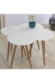 STOREMAX Orta Sehpa Dörtlü Zigon Ahşap Ayaklı - Beyaz 1014773