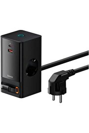 STOREMAX shpsell PowerCombo Priz 2AC+1U+1C+Geri Çekilebilir-C 65W 1.5m Güç Kablosu ile AB Siyah 1175735
