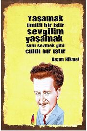 STOREMAX Kuşe Kağıt Duvar Posteri Yaşamak Ümitli Bir Iştir Nazım Hikmet Retro Drtr0019 1014773