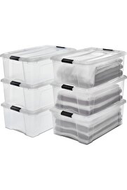 STOREMAX Ohyama, 6'lı set istiflenebilir saklama kutuları klik kilitli – New Top Box NTB-30 – plastik, ş