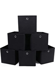 STOREMAX svngsphereshop RFB02H-3 Saklama kutusu, 6 adet, katlanır kutu, parmak delikli, 30 x 30 x 30 cm, siya