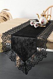 STOREMAX Güpürlü Kadife Runner - Siyah 1014773