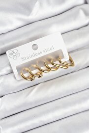 Evi̇mdeyokyok 316L Çeli̇k Gold Renk Kadın Küpe Seti̇ Tj-Bkp11222