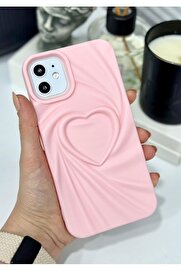 STOREMAX elizzashop Aksesuar Iphone 11 ile Uyumlu 3D Mat Saten Kalp Kabartma Desenli Darbe Önleyici Silikon