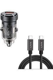 STOREMAX shpsell Transparent 45W PD/QC Mini Araç şarj Cihazı ve 1 metre Hızlı Şarj Ve Kablosu L35 - TCT-01 1
