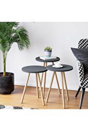 STOREMAX Zigon Sehpa Ahşap Ayaklı Yuvarlak Tasarım ( Gri) 1014773