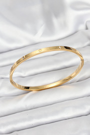 Clariss 316L Çelik Gold Renk Zirkon Taşlı 65 Mm İnce Kadın Kelepçe Bileklik