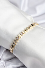 Tj Pi̇ri̇nç Vıp Seri̇ Gold Renk Petek Model Kadın Bi̇lekli̇k - Tj-Bb7925