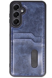 Buti̇k Samsung Galaxy S24 Fe Kılıf Sara Kartvi̇zi̇tli̇ Deri̇ Kılıf - Laci̇vert-(5796)