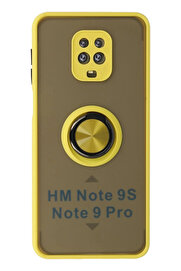 Buti̇k Xi̇aomi̇ Redmi̇ Note 9 Pro Kılıf Montreal Yüzüklü Si̇li̇kon Kapak - Sarı-(5796)