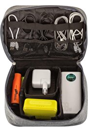STOREMAX Fermuarlı Elektronik Aksesuar Düzenleyici Çanta Organizer Kablo Düzenleyici Gadget Çanta Kemerli Su