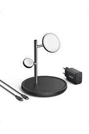 STOREMAX 3'ü 1 Arada Şarj İstasyonu, Qi2 Sertifikalı 15W Uyumlu Kablosuz Şarj,, 15/14 için,, 9 (40W USB-