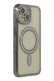 Buti̇k İphone 15 Kılıf Joke Si̇mli̇ Magneti̇csafe Kılıf - Gri̇-(5796)