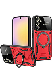 Buti̇k Samsung Galaxy S25 Plus Kılıf Joy Lens Standlı Kapak - Kırmızı-(5796)