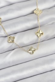 Evimdeyokyok Pirinç Gold Renk Yonca Kadın Kolye - Tj-Bko10561