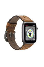 Eco Lounge Apple Watch Uyumlu Deri Kordon Vigo 42-44-45mm G19 Taba