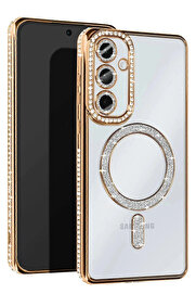 Buti̇k Samsung Galaxy S25 Kılıf Joke Si̇mli̇ Magneti̇csafe Kılıf - Gold-(5796)