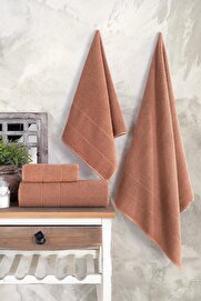 STOREMAX snShop Tekstil Royality | 50x90-70x140 Cm 4'lü Banyo Havlu Seti,%100 Pamuklu Havlu Takımı Kiremit
