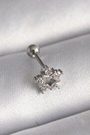 Clari̇ss 316L Çeli̇k Gümüş Renk Zi̇rkon Taşlı Yıldız Model Tragus Pi̇erci̇ng