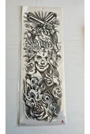 Ai̇rbrush Tattoo Si̇ni̇rli̇ 1 Hafta Kalıcı Tam Kol Kaplama Bacak Yapıştırma Geçi̇ci̇ Dövme 46 Cm
