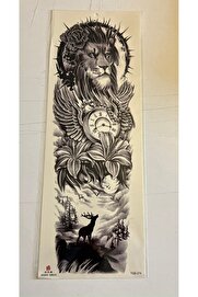 Ai̇rbrush Tattoo Aslan Geyi̇k 1 Hafta Kalıcı Tam Kol Bacak Yapıştırma Geçi̇ci̇ Dövme 46 Cm