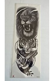 Ai̇rbrush Tattoo Aslan Kaplan Gül 1 Hafta Kalıcı Tam Kol Bacak Yapıştırma Geçi̇ci̇ Dövme 46 Cm