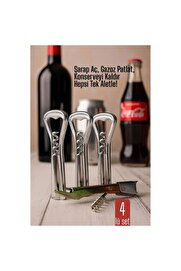 Toptan Bulurum 4 lü set Barmen Tipi Şişe Açacağı ve Tirbuşon Konserve Açıcı Dayanıklı ve Pratik