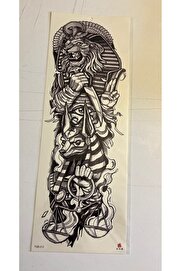 Ai̇rbrush Tattoo Aslan Kral 1 Hafta Kalıcı Tam Kol Bacak Yapıştırma Geçi̇ci̇ Dövme 46 Cm