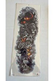 Ai̇rbrush Tattoo Aslan Kelebek 1 Hafta Kalıcı Tam Kol Bacak Yapıştırma Geçi̇ci̇ Dövme 46 Cm