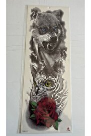 Ai̇rbrush Tattoo Bozkurt Baykuş 1 Hafta Kalıcı Tam Kol Bacak Yapıştırma Geçi̇ci̇ Dövme 46 Cm