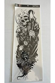 Ai̇rbrush Tattoo Baltalı Kuru Kafa 1 Hafta Kalıcı Tam Kol Bacak Yapıştırma Geçi̇ci̇ Dövme 46 Cm