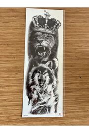 Ai̇rbrush Tattoo Aslan Kurt 1 Hafta Kalıcı Tam Kol Bacak Yapıştırma Geçi̇ci̇ Dövme 46 Cm